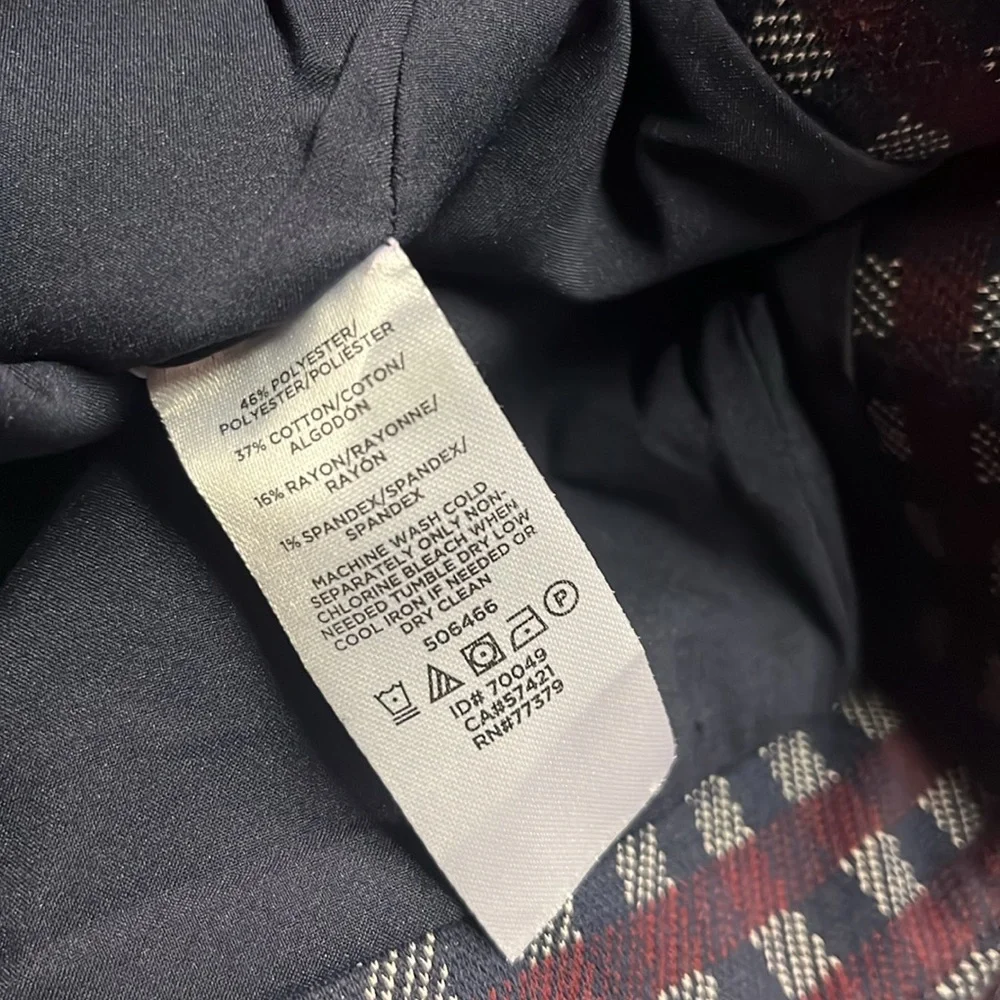 Ann Taylor Navy & Burgundy Plaid Ruffle Hem Pencil Skirt